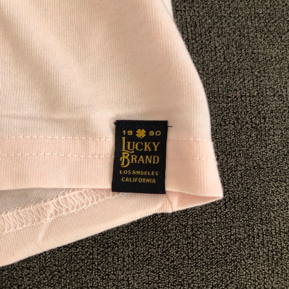 Lucky Brand Button Notch Neck T-Shirt Pink Dogwo Large - Picture 5 of 7